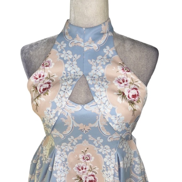 NWT ASOS Design Floral Print Backless Cutout Mini Tulip Dress in Pastel Regal  6 - Picture 6 of 16